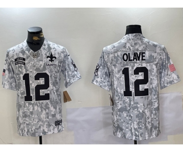 Men's New Orleans Saints #12 Chris Olave Arctic Camo 2024 FUSE Salute to Service Limited Stitched Jersey