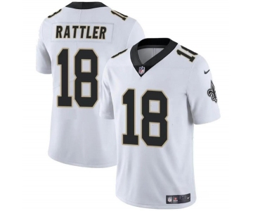 Men's New Orleans Saints #18 Spencer Rattler White Vapor Limited Football Stitched Jersey