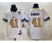 Men's New Orleans Saints #41 Alvin Kamara White F.U.S.E. 60th Anniversary Patch Vapor Limited Football Stitched Jersey Men's New Orleans Saints #41 Alvin Kamara White F.U.S.E. 60th Anniversary Patch Vapor Limited Football Stitched Jersey