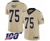 Men's New Orleans Saints #75 Andrus Peat Limited Gold Inverted Legend 100th Season Football Jersey