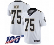 Men's New Orleans Saints #75 Andrus Peat White Vapor Untouchable Limited Player 100th Season Football Jersey