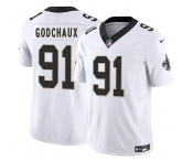 Men's New Orleans Saints #91 Davon Godchaux White 2025 F.U.S.E. Vapor Limited Football Stitched Jersey