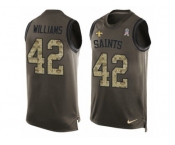 Men's Nike New Orleans Saints #42 Marcus Williams Limited Green Salute to Service Tank Top NFL Jersey