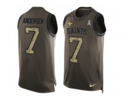 Men's Nike New Orleans Saints #7 Morten Andersen Limited Green Salute to Service Tank Top NFL Jersey