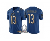 Men New York Giants #13 Odell Beckham Jr NFC 2017 Pro Bowl Blue Gold Limited Jersey