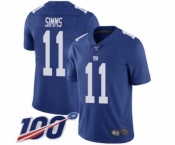 Men's New York Giants #11 Phil Simms Royal Blue Team Color Vapor Untouchable Limited Player 100th Season Football Jersey
