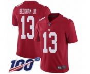 Men's New York Giants #13 Odell Beckham Jr Red Limited Red Inverted Legend 100th Season Football Jersey
