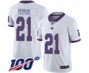 Men's New York Giants #21 Jabrill Peppers Limited White Rush Vapor Untouchable 100th Season Football Jersey