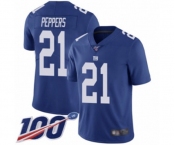 Men's New York Giants #21 Jabrill Peppers Royal Blue Team Color Vapor Untouchable Limited Player 100th Season Football Jersey