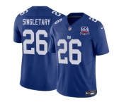 Men's New York Giants #26 Devin Singletary Blue 2024 F.U.S.E. 100TH Season Patch Vapor Untouchable Limited Stitched Jersey