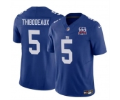 Men's New York Giants #5 Kayvon Thibodeaux Blue 2024 F.U.S.E. 100TH Season Patch Vapor Untouchable Limited Stitched Jersey
