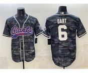 Men's New York Giants #6 Jaxson Dart Gray Camo With Patch Cool Base Stitched Baseball Jersey Men's New York Giants #6 Jaxson Dart Gray Camo With Patch Cool Base Stitched Baseball Jersey