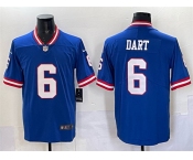 Men's New York Giants #6 Jaxson Dart Royal 2025 Draft Vapor Untouchable Classic Retired Player Football Stitched Jersey