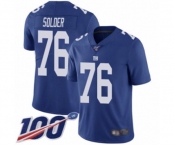 Men's New York Giants #76 Nate Solder Royal Blue Team Color Vapor Untouchable Limited Player 100th Season Football Jersey