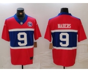 Men's New York Giants #9 Malik Nabers Limited Red Alternate FUSE Team Patch Vapor Jersey