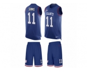 Men's Nike New York Giants #11 Phil Simms Limited Royal Blue Tank Top Suit NFL Jersey