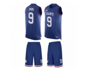 Men's Nike New York Giants #9 Brad Wing Limited Royal Blue Tank Top Suit NFL Jersey