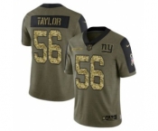 Men's Olive New York Giants #56 Lawrence Taylor 2021 Camo Salute To Service Limited Stitched Jersey