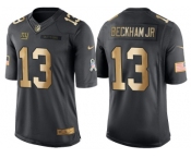 Nike New York Giants #13 Odell Beckham Jr Anthracite Gold Men's NFL Limited Salute to Service 2016 Christmas Jersey