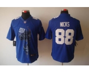 nike nfl jerseys new york giants #88 nicks blue[helmet tri-blend limited]
