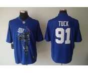 nike nfl jerseys new york giants #91 tuck blue[helmet tri-blend limited]