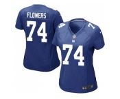 Women Nike Giants #74 Ereck Flowers Royal Blue Team Color Stitched NFL Elite Jersey
