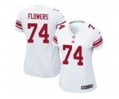 Women Nike Giants #74 Ereck Flowers White Stitched NFL Elite Jersey