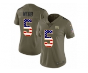 Women Nike New York Giants #5 Davis Webb Limited Olive USA Flag 2017 Salute to Service NFL Jersey