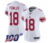 Women's New York Giants #18 Bennie Fowler White Vapor Untouchable Limited Player 100th Season Football Jersey