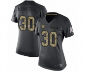 Women's New York Giants #30 Antonio Hamilton Limited Black 2016 Salute to Service Football Jersey