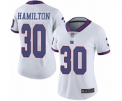 Women's New York Giants #30 Antonio Hamilton Limited White Rush Vapor Untouchable Football Jersey