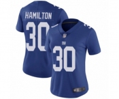 Women's New York Giants #30 Antonio Hamilton Royal Blue Team Color Vapor Untouchable Limited Player Football Jersey