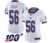 Women's New York Giants #56 Lawrence Taylor Limited White Rush Vapor Untouchable 100th Season Football Jersey