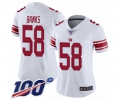 Women's New York Giants #58 Carl Banks White Vapor Untouchable Limited Player 100th Season Football Jersey