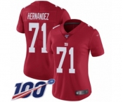 Women's New York Giants #71 Will Hernandez Red Limited Red Inverted Legend 100th Season Football Jersey