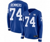 Women's New York Giants #74 Mike Remmers Limited Royal Blue Therma Long Sleeve Football Jersey