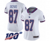 Women's New York Giants #87 Sterling Shepard Limited White Rush Vapor Untouchable 100th Season Football Jersey