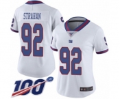 Women's New York Giants #92 Michael Strahan Limited White Rush Vapor Untouchable 100th Season Football Jersey