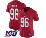 Women's New York Giants #96 Kareem Martin Red Limited Red Inverted Legend 100th Season Football Jersey