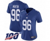 Women's New York Giants #96 Kareem Martin Royal Blue Team Color Vapor Untouchable Limited Player 100th Season Football Jersey
