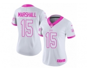 Women's Nike New York Giants #15 Brandon Marshall Limited White Pink Rush Fashion NFL Jersey