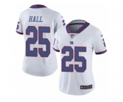 Women's Nike New York Giants #25 Leon Hall Limited White Rush NFL Jersey