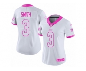 Women's Nike New York Giants #3 Geno Smith Limited White Pink Rush Fashion NFL Jersey