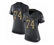 Women's Nike New York Giants #74 Ereck Flowers Limited Black 2016 Salute to Service NFL Jersey