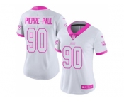 Women's Nike New York Giants #90 Jason Pierre-Paul White Pink Stitched NFL Limited Rush Fashion Jersey
