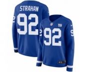 Women's Nike New York Giants #92 Michael Strahan Limited Royal Blue Therma Long Sleeve NFL Jersey
