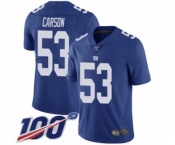 Youth New York Giants #53 Harry Carson Royal Blue Team Color Vapor Untouchable Limited Player 100th Season Football Jersey