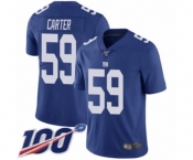 Youth New York Giants #59 Lorenzo Carter Royal Blue Team Color Vapor Untouchable Limited Player 100th Season Football Jersey