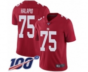 Youth New York Giants #75 Jon Halapio Red Limited Red Inverted Legend 100th Season Football Jersey