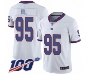 Youth New York Giants #95 B.J. Hill Limited White Rush Vapor Untouchable 100th Season Football Jersey